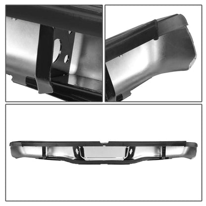 munirater Rear Chrome Step Bumper with Face Bar Assembly Replacement for Toyota Tacoma 1995-2004 TO1102215