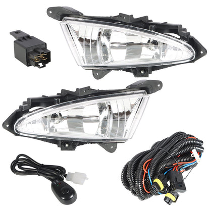 munirater 2-Pack Clear Lens Driving Fog Lights Assembly with Switch and Wiring Kit 92201-2H000 92202-2H000 Replacement for 2007-2010 Hyundai Elantra