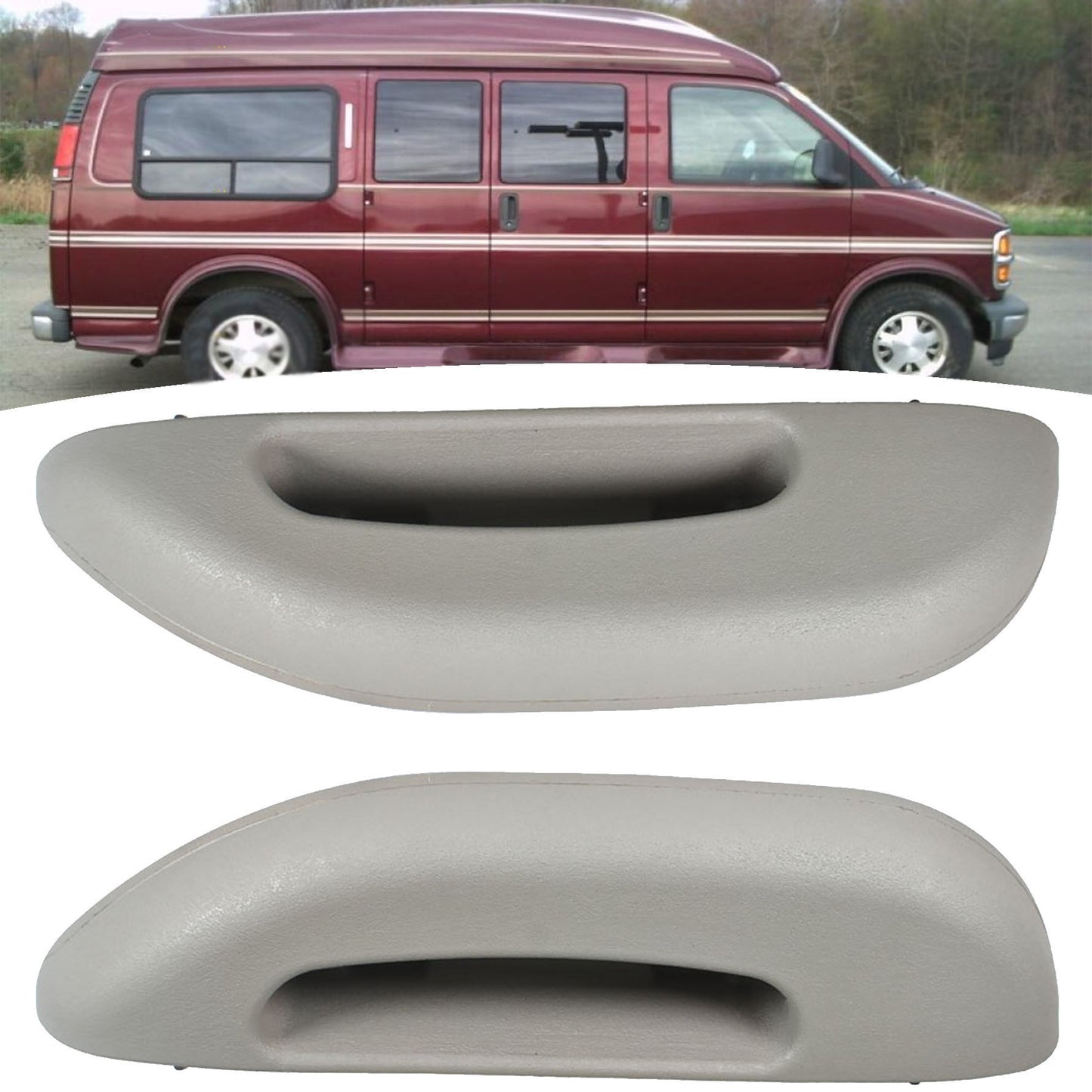 munirater Front Left & Right Side Gray Inner Door Armrest Pull Handle Cover Replacement for 1996-2002 Express Savana Van 12376629 12376630