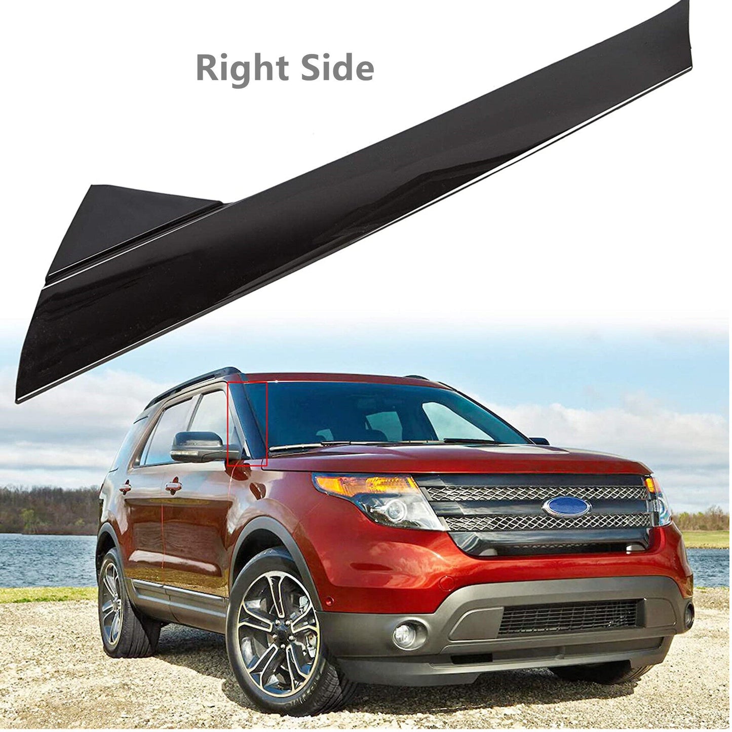 munirater Front Windshield Outer Trim Molding Right Passenger Side Replacement for 2011-2019 Explorer