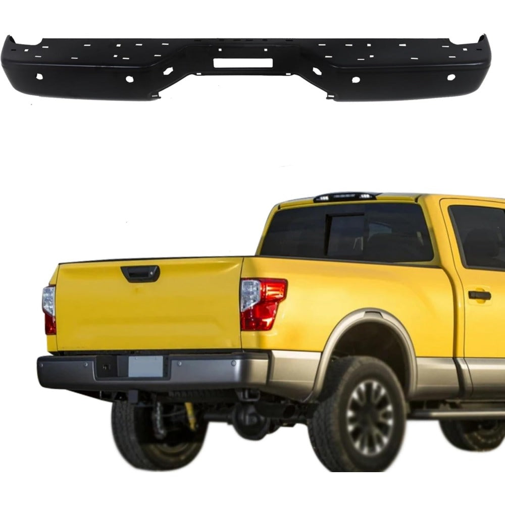 Black Steel Rear Bumper Face Bar for Nissan Titan XE 2007-2010 / S 2011-2015, 850309FM0G