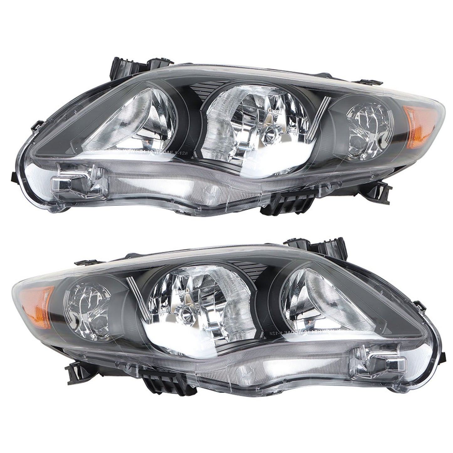 munirater Headlight Assembly Fit For 2011-2013 Toyota Corolla Black Clear Lens LH+RH Side