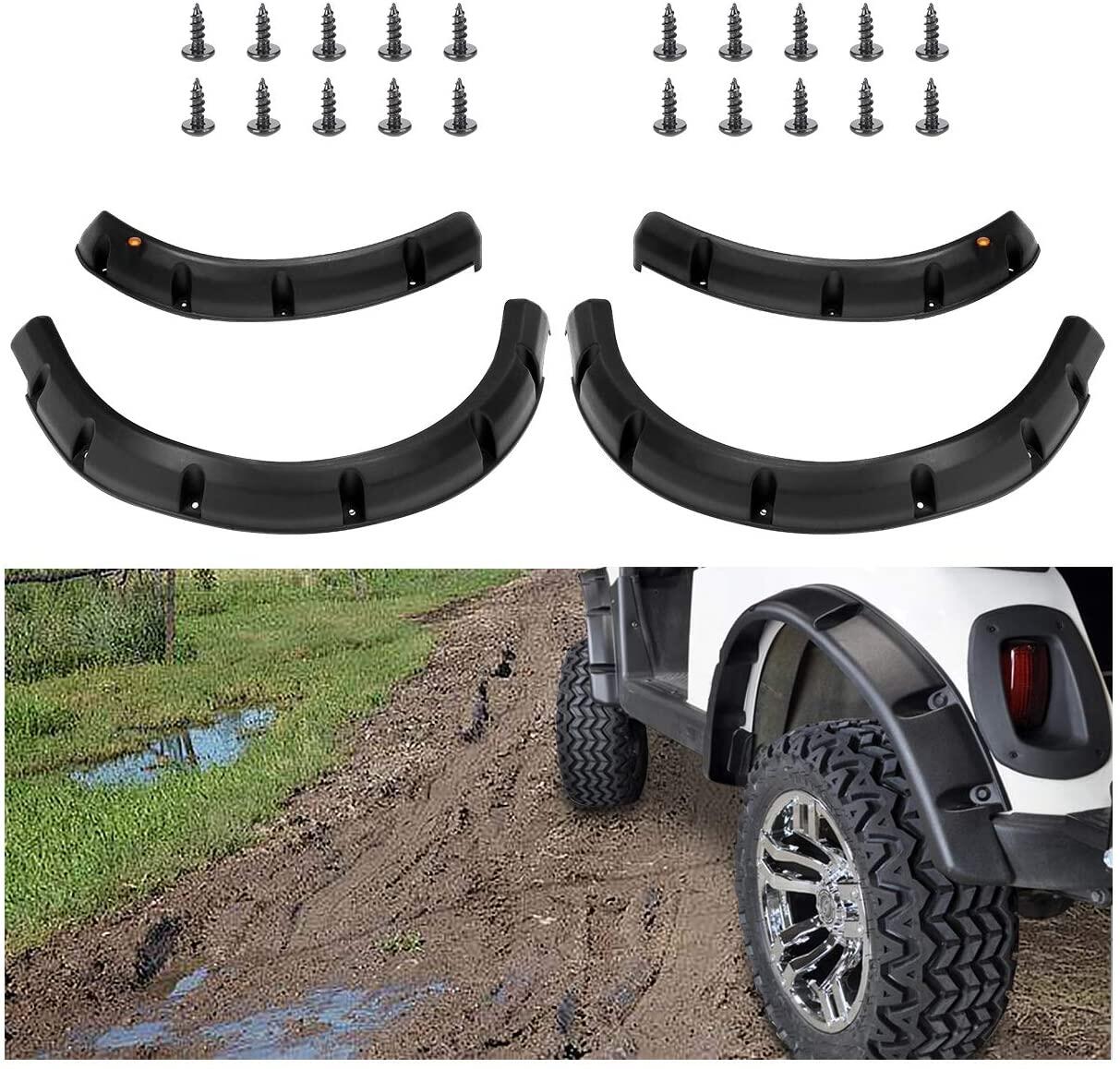 munirater 4 - Pack Golf Cart Fender Flares Front and Rear Wheels Replacement for 2008-2015 EZGO RXV Gas and Electric Golf Carts