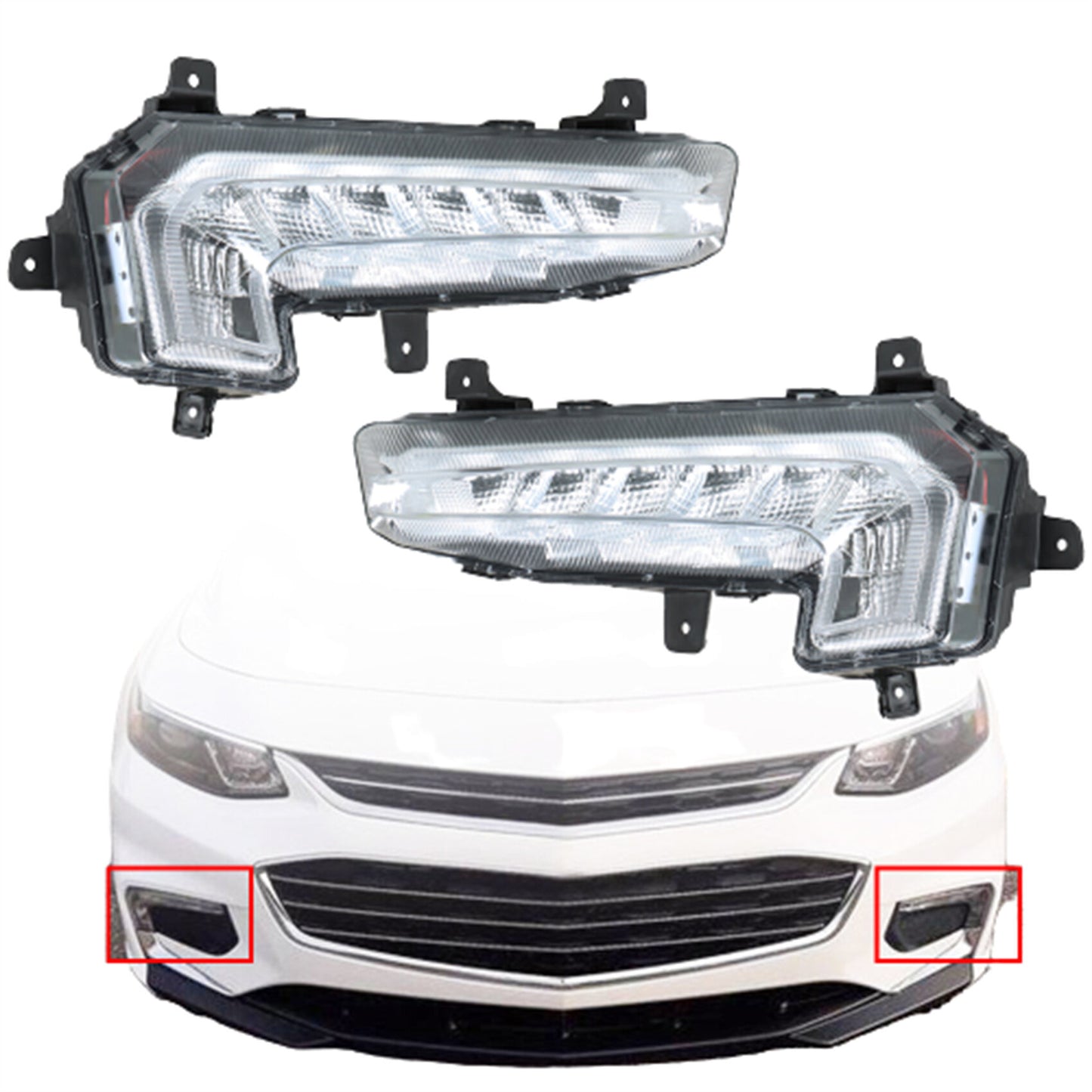 munirater 2-Pack Bumper LED Front Fog Lights Daytime Running Lights Left and Right Side Replacement for 2016-2018 Malibu