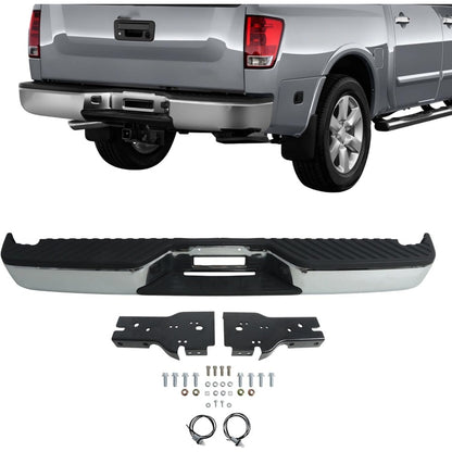Chrome Steel Rear Step Bumper for Nissan Titan 2004-2015, NI1103109