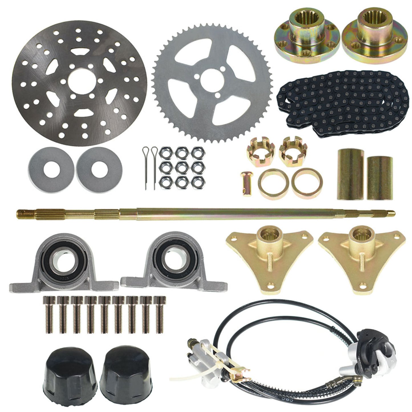 munirater Rear Live Axle Kit,Sprocket&Hub, Brake Assembly For Drift Trike Go Kart