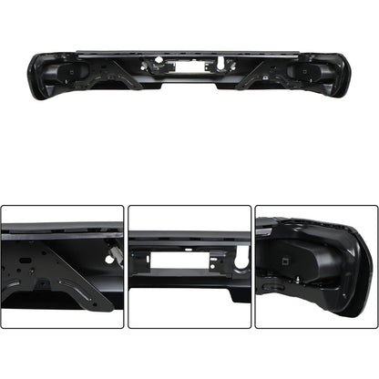 Black Rear Step Bumper for Chevrolet Silverado & GMC Sierra 2500 / 3500 2020-2025, with Sensor Holes