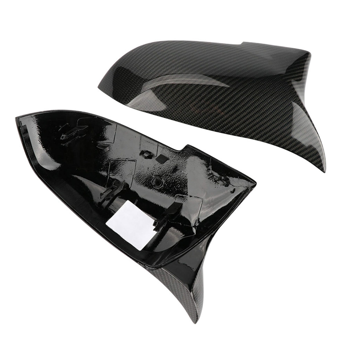 munirater 2PCS Side Mirror Cover Cap Gloss Carbon Fiber Black Replacement for 2013-2017 F30 F31 3-Series
