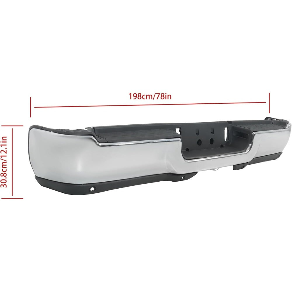 Chrome Rear Step Bumper for Ram 2500 2019-2024, with Sensor Holes, without Light Openings, CH1103184