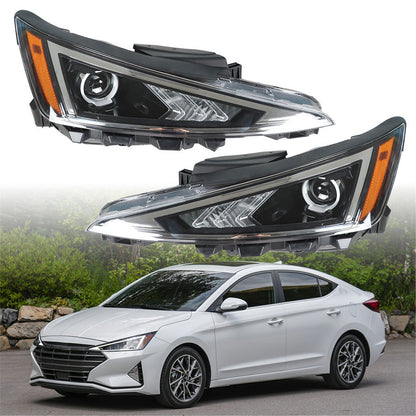 munirater Headlights Assembly Left+Right Side For 2019 2020 Hyundai Elantra Black Housing