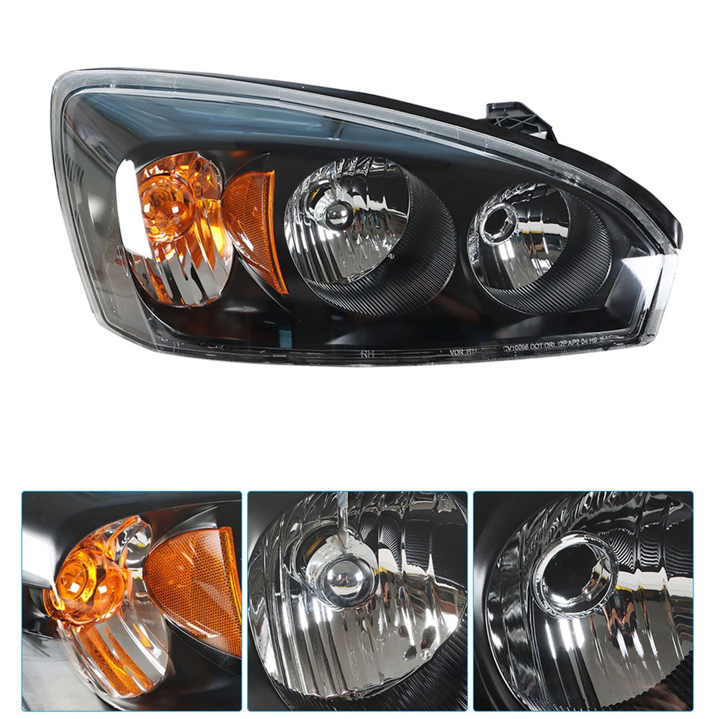 munirater Headlight Assembly Driver & Passenger Side Black Headlamps Replacement for 2004-2007 Malibu, 2008 Malibu Classic Model GM2502235 GM2503235