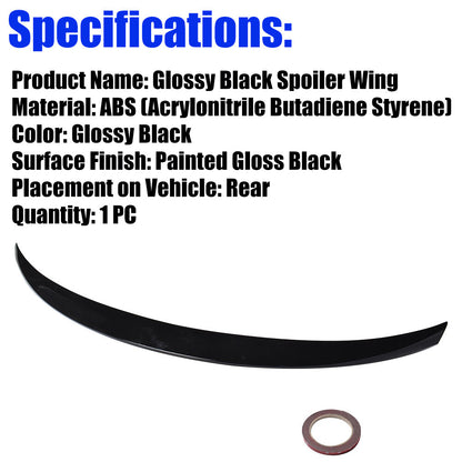 munirater Painted Black Trunk Lid Spoiler Wing Replacement for 2014-2021 Infinfti Q50