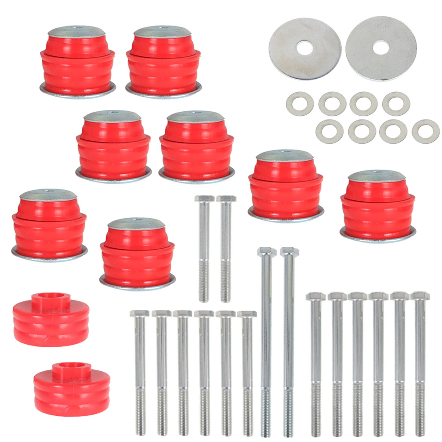 munirater Body Cab Mount Bushing Kit Replacement for 08-16 F250 F350 Super Duty 2WD 4WD Polyurethane Body Cab Mounts & Steel Sleeves & Hardware (Red) KF04060BK