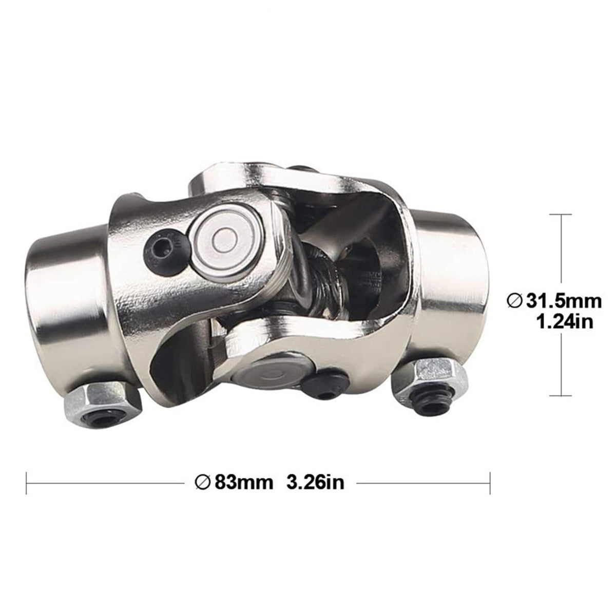 munirater 1-Pack 3/4 DD x 3/4 DD Chrome Single U-Joint Steering Shaft Universal Joint Replacement for Grinding Machines Automotive Part Levelers Automated Partking Lifts