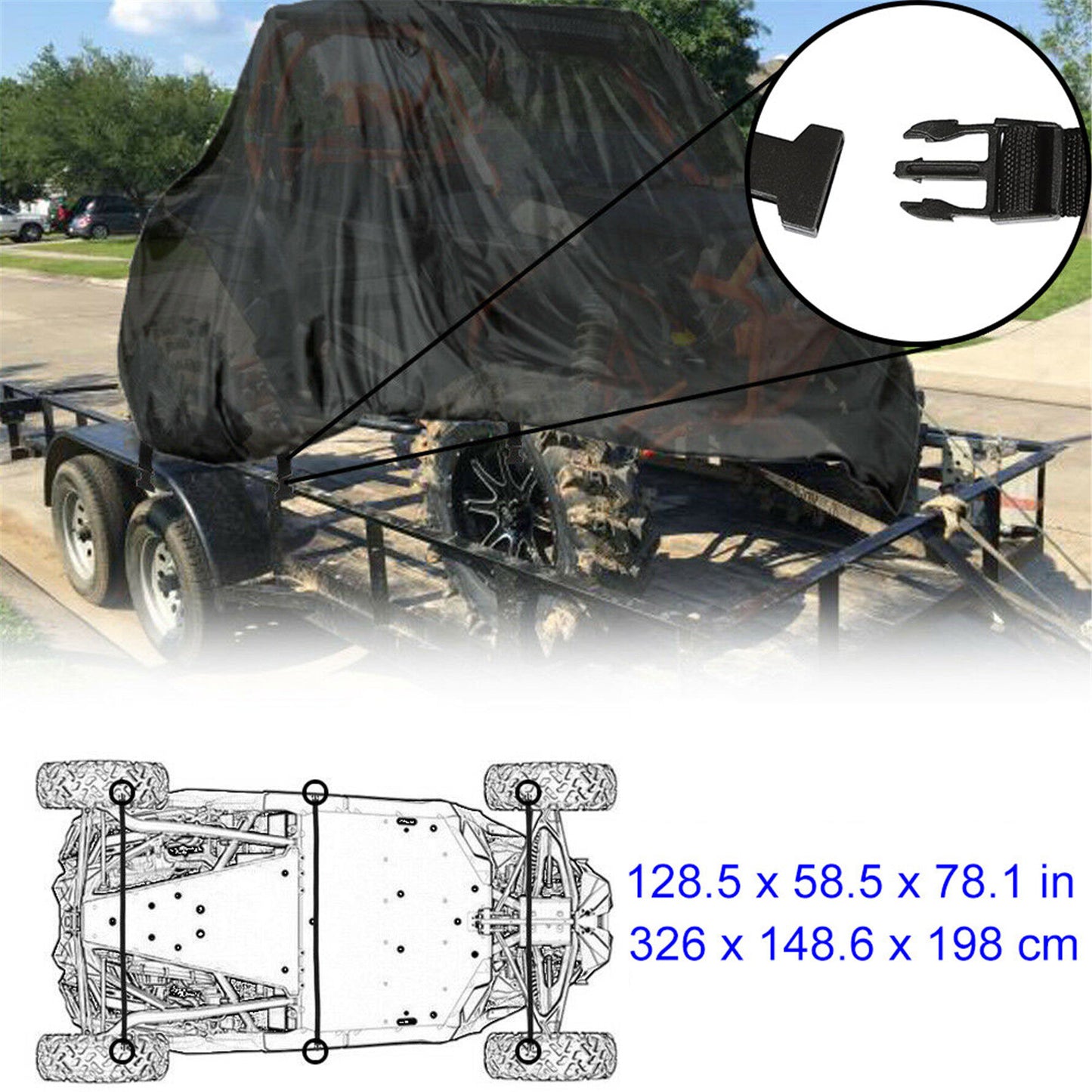 UTV 2-Seater Storage Cover Side by Side Replacement for Kawasaki Mule 4000 4010 Trans SE Utility Vehicle Trailable Storage Cover