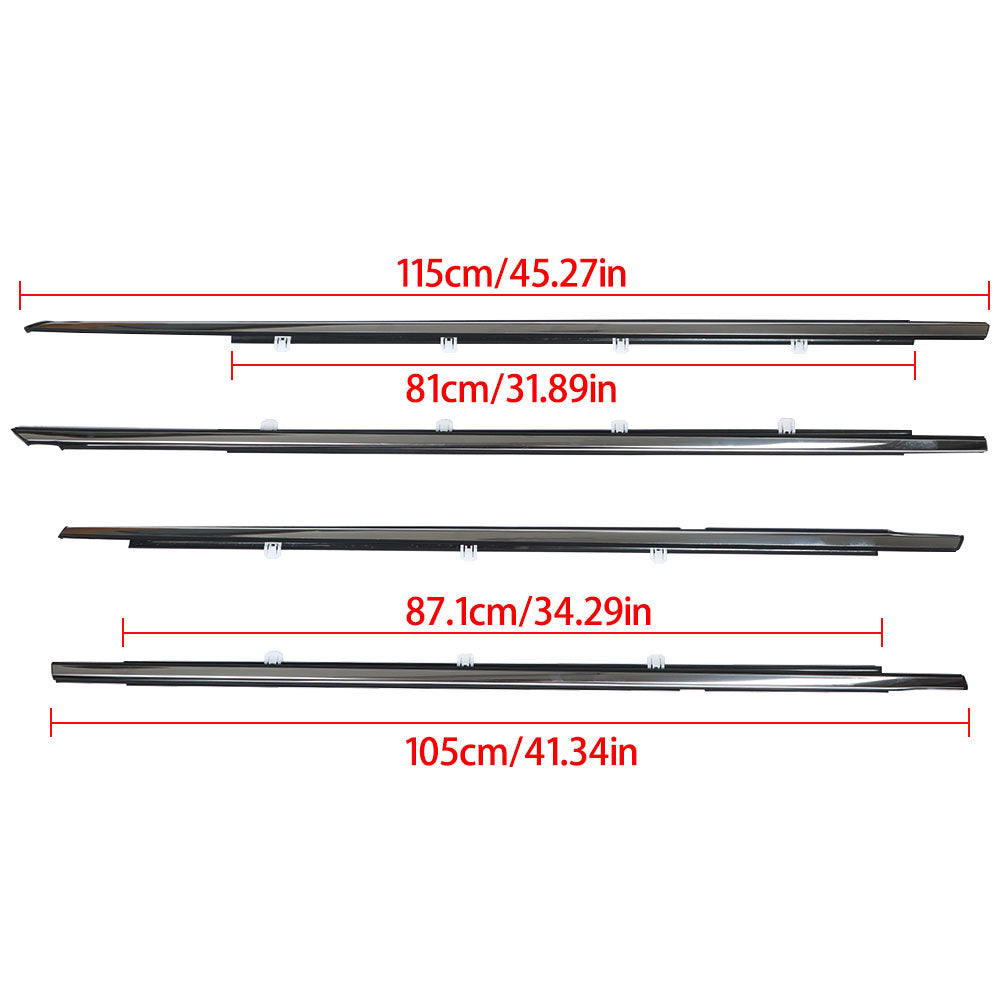 Chrome Window Weatherstrip Molding Kit for 2008-2012 Honda Accord Sedan, 4-Piece
