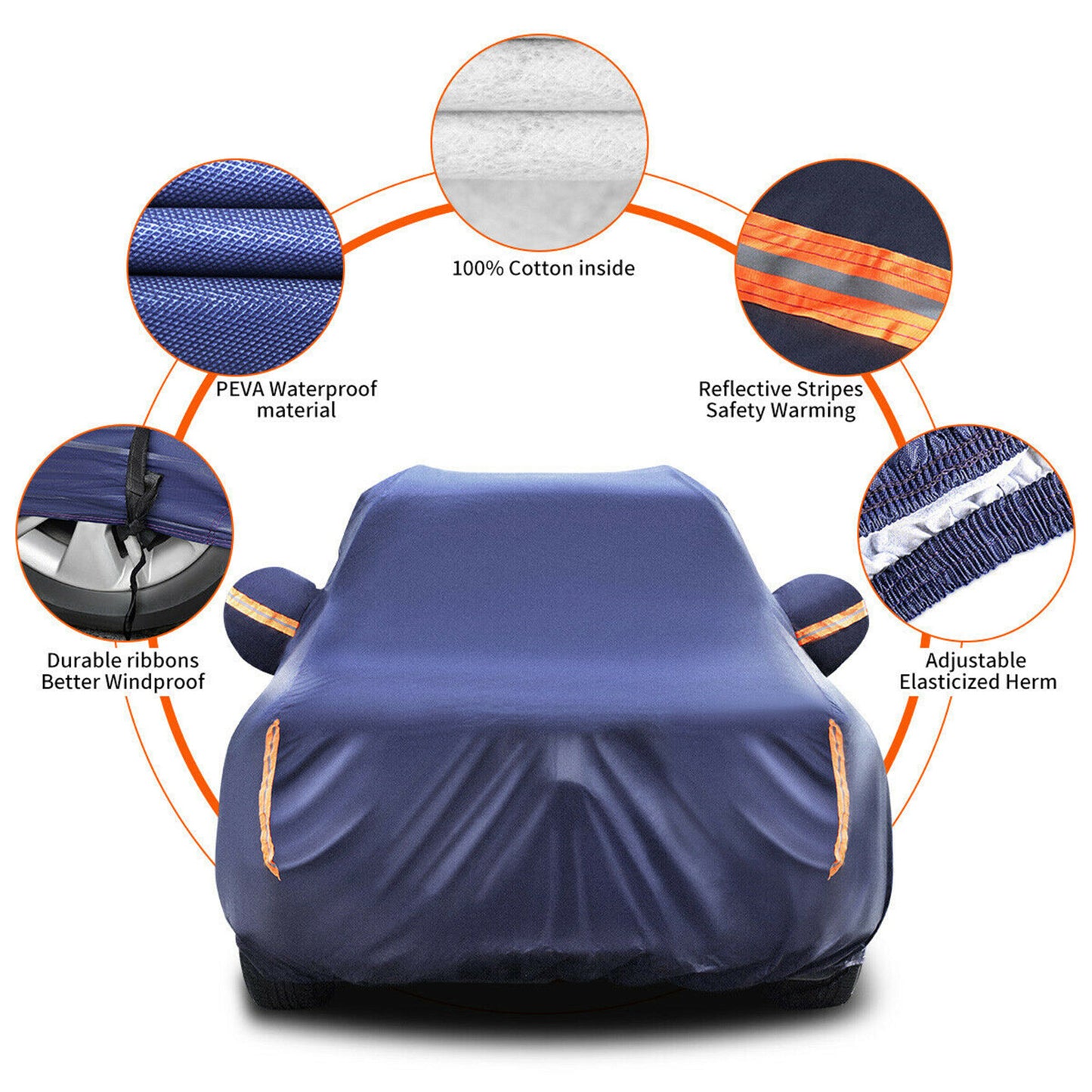 munirater Universal Car Cover Dark Blue All Weather Protection Replacement for Length up to 202.75 L x 62.99 W x 39.37 H