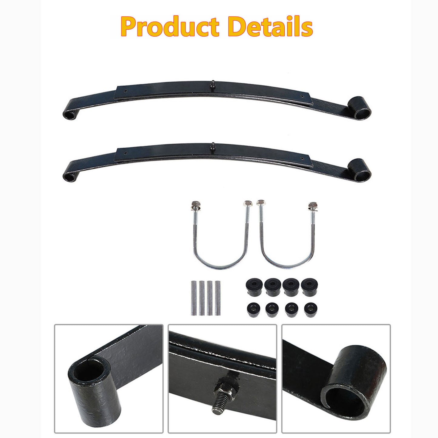 munirater Golf Cart Rear 2 - Leaf Spring Kit with Bushings & Sleeves Heavy Duty Replacement for 2008 - Up EZGO RXV Golf Cart 603498 604494