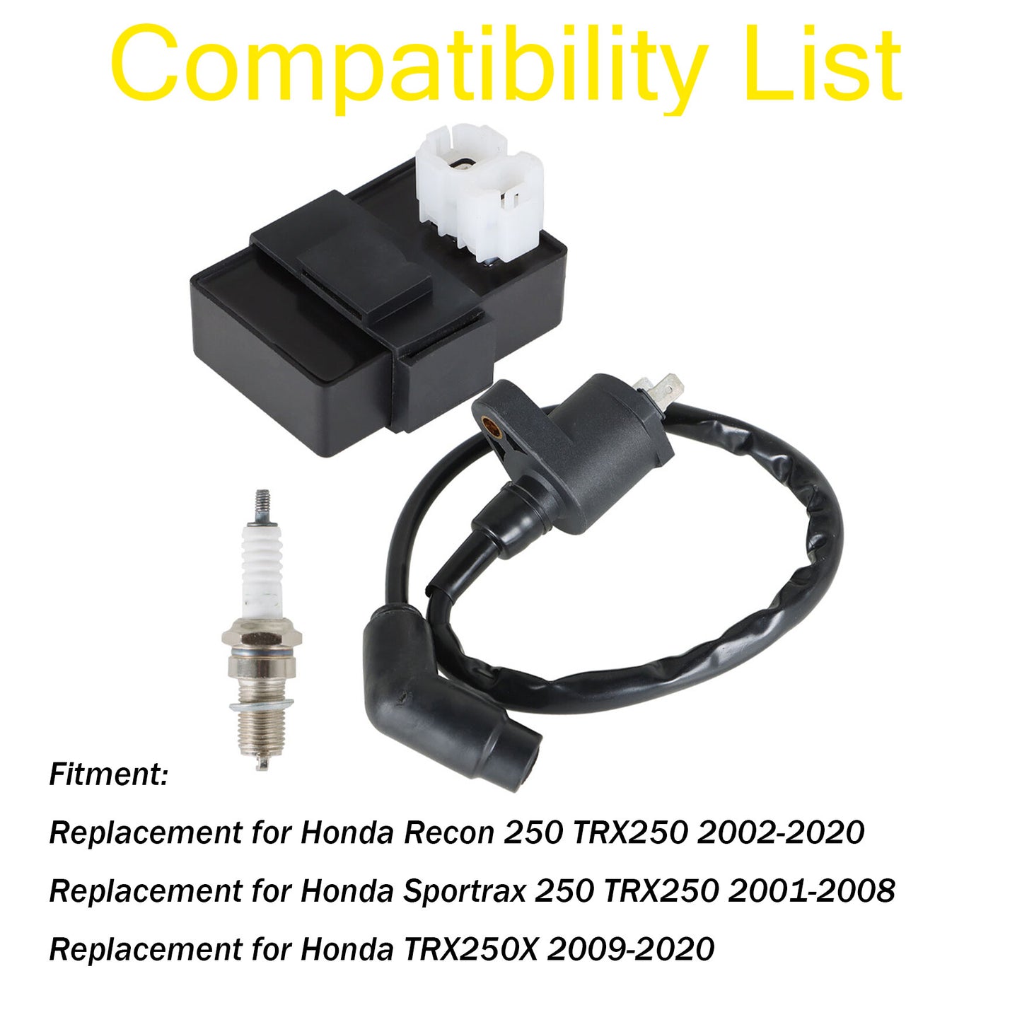 munirater Black and white CDI Ignition Coil Replacement for Recon 250 TRX250TM Sportrax 250 TRX250EX 2009-2020 30410-HN6-000