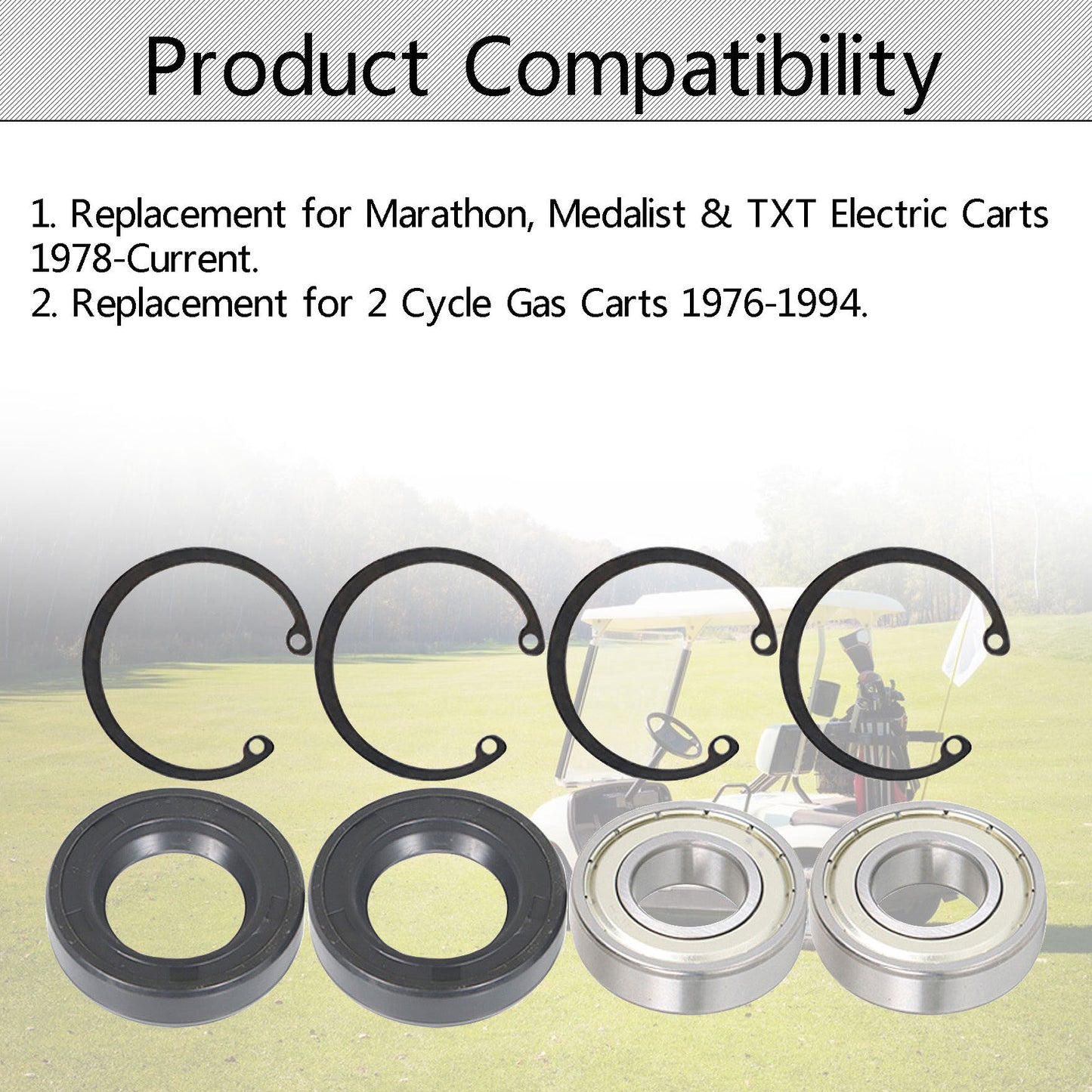 munirater Golf Cart Axle Bearing and Seal Kit 611931 70181G01 15112G1 Replacement for TXT RXV 1978-Up Golf Carts