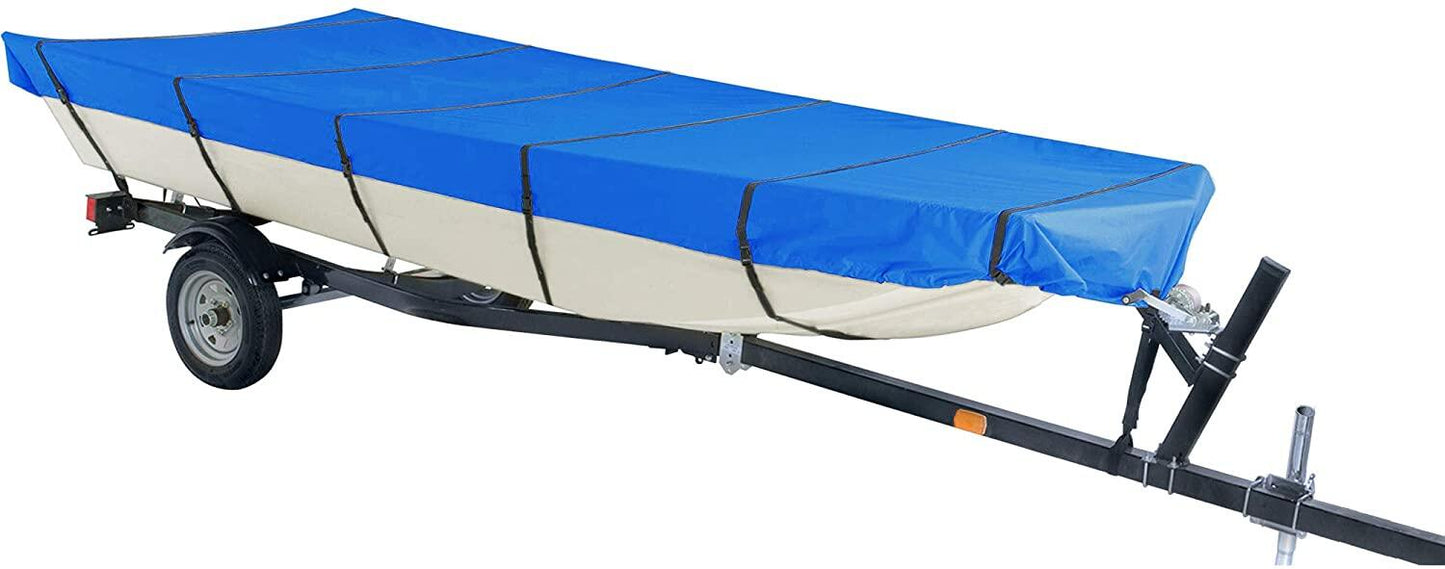 munirater Boat Cover Heavy Duty Trailerable Replacement for Jon Boat Beam Width Up to 70 Inch and and for Jon Boat Covers 14 Foot Blue