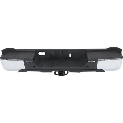 Chrome Rear Step Bumper for Toyota Tundra 2022-2024, with Sensor Holes, for Tow-Hitch Models, TO1103148