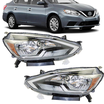 munirater Left+Right Headlights For 2016-2018 Nissan Sentra Halogen Type Projector