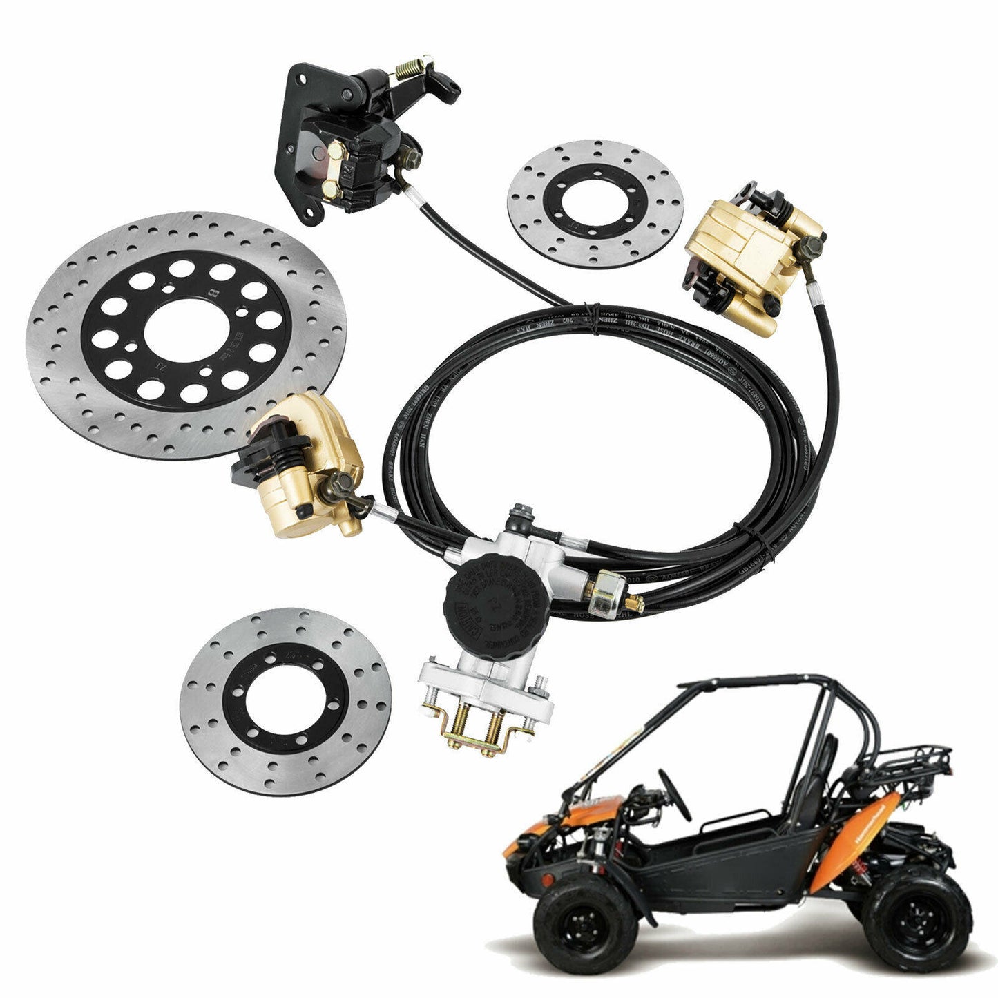 munirater Go Kart Hydraulic Brake Kit Replacement for 150cc Go Karts KD150BRKIT