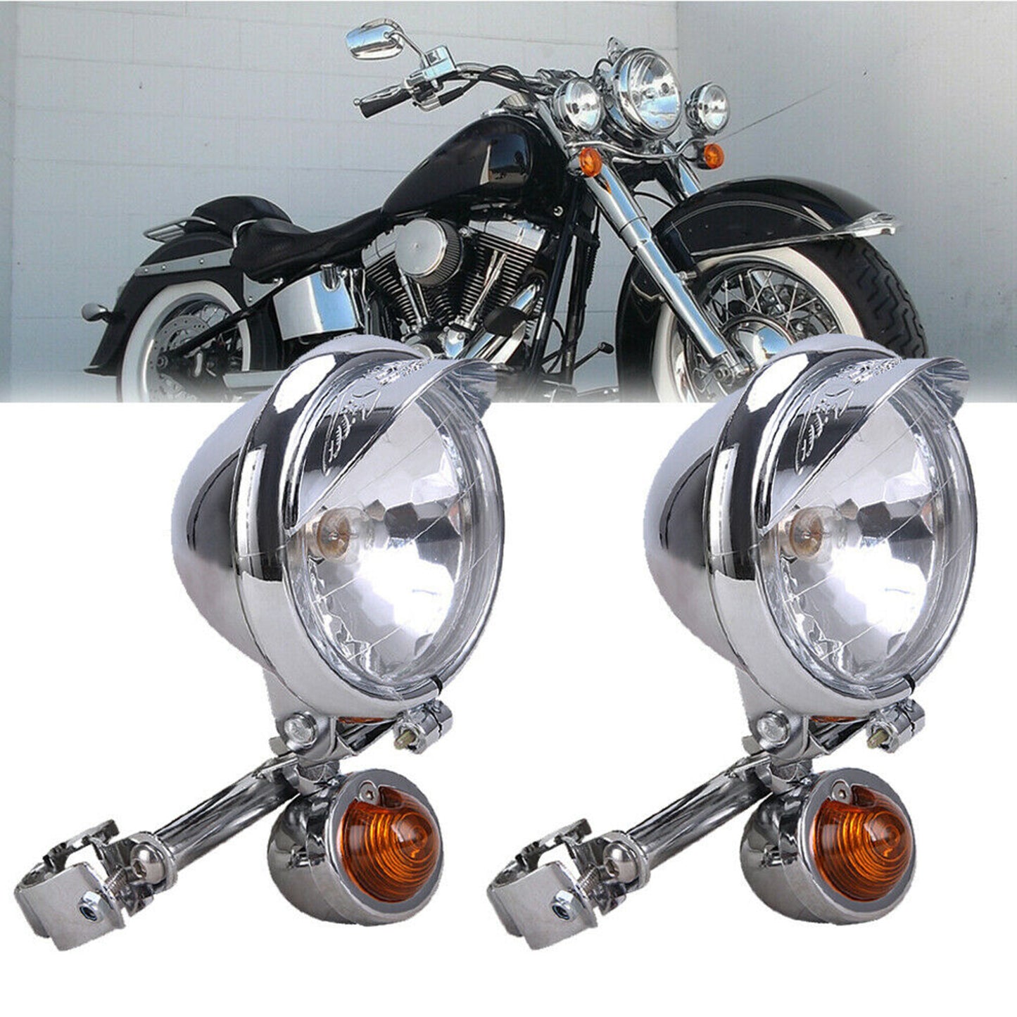 munirater Motorcycle Auxiliary Spot Fog Light Bar with Bracket Turn Signal Lamp Replacement for Honda