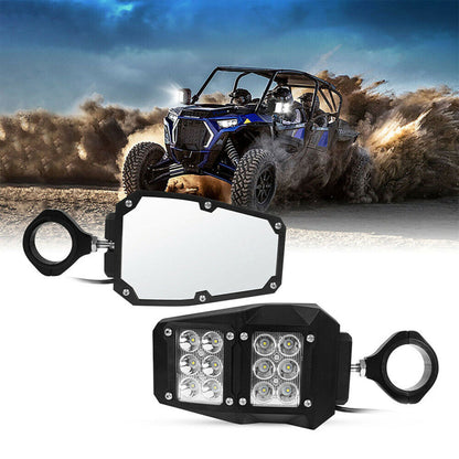 munirater Rear View Side Mirrors w/LED Lights Replacement for Polaris RZR UTV 1.75-2 Roll Cage