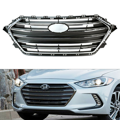 munirater Black Front Bumper Chrome Grille Replacement for 2017-2018 Hyundai Elantra 4dr Sedan