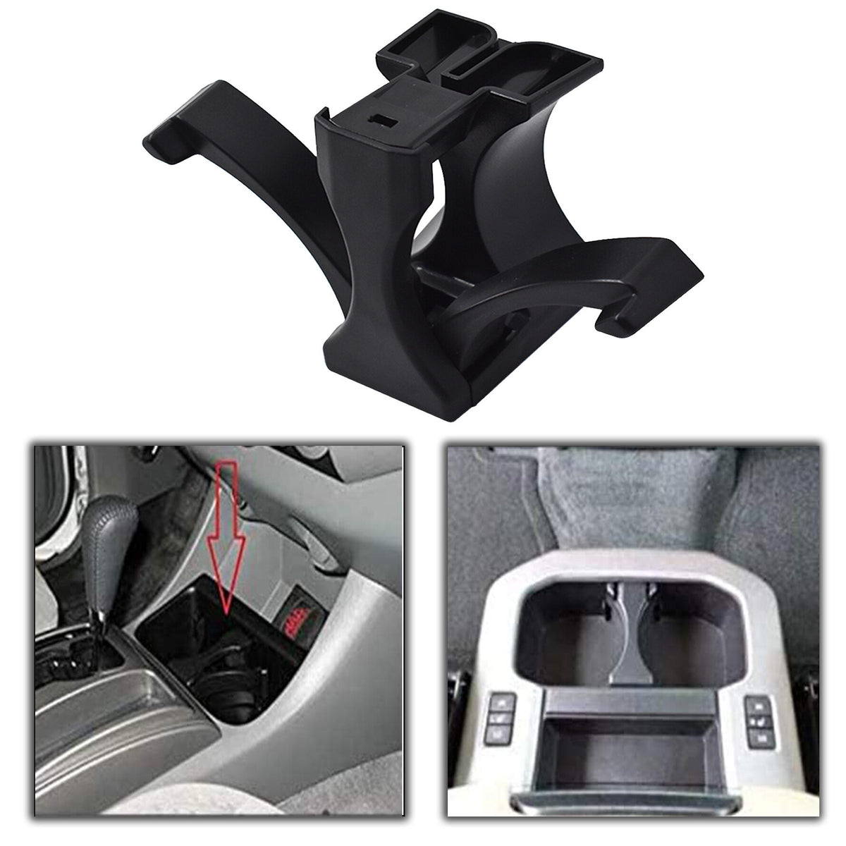 munirater Black Car Insert Center Console Cup Holder Replacement for 2005-2010 Toyota Tacoma / 2008-2018 Sequoia