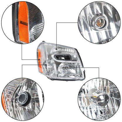 munirater Headlight Assembly Passenger Side Headlamp Chrome Housing Replacement for 2005-2009 Equinox with Amber Corner 15888059 GM2503254