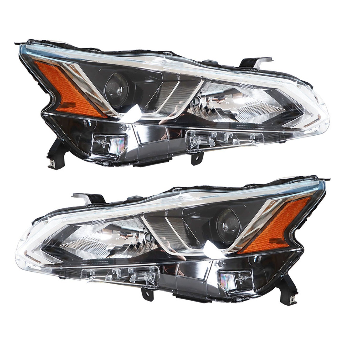 munirater Driver & Passenger Side Chrome Projector Headlight Assembly Replacement for 2019 2020 Nissan Altima, Replaces Halogen Headlights w/o LED (2-Pack)