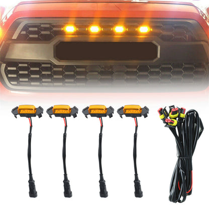 munirater 4PCS LED Grille Lights Kit Amber Lens Replacement for 2016-2021 Toyota Tacoma FLASH000695