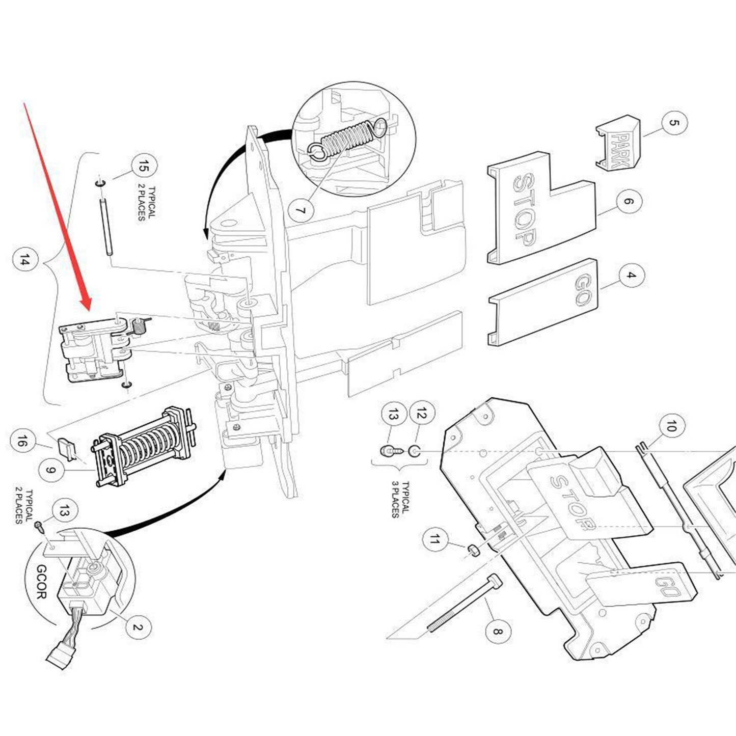 munirater Brake Pawl Lock Assembly Replacement for Club Car Precedent Golf Cart 2004-2009 1033205-01