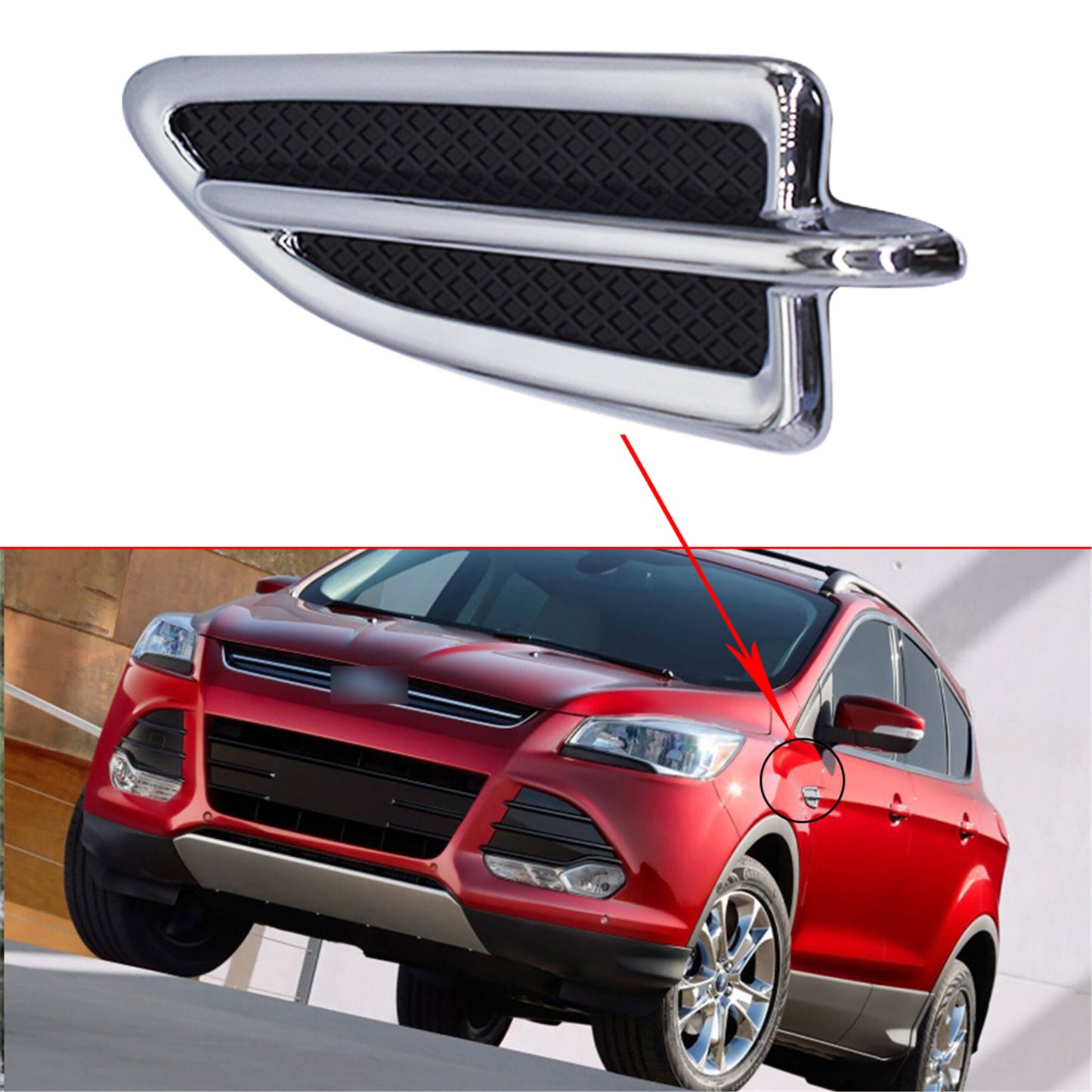 munirater Front Fender Vent Moulding Left Drivers Chrome Replacement for 2013-2015 Escape CJ5Z16228AA FO1266100