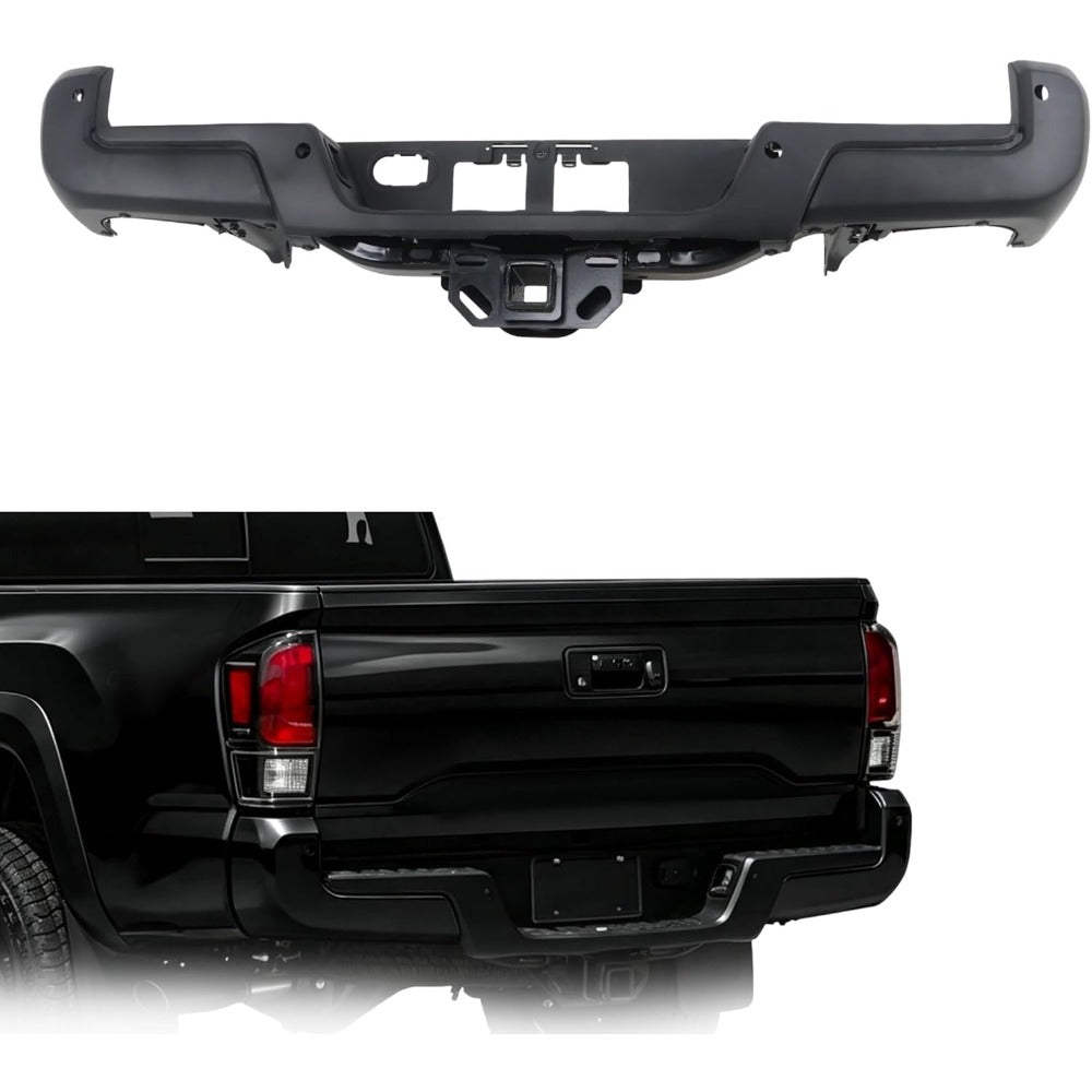 Black Steel Rear Step Bumper for Toyota Tacoma 2016-2023, TO1103134