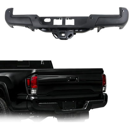 Black Steel Rear Step Bumper for Toyota Tacoma 2016-2023, TO1103134