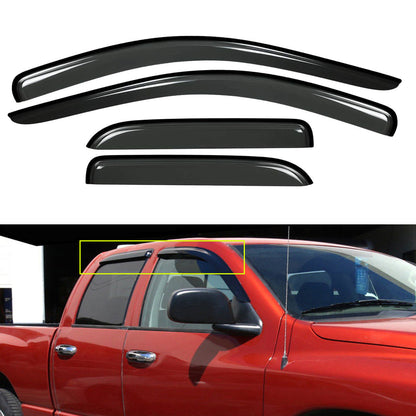 munirater Side Window Deflectors Visor Vent Rain Guard Replacement for 2002-2009 Ram Quad Cab