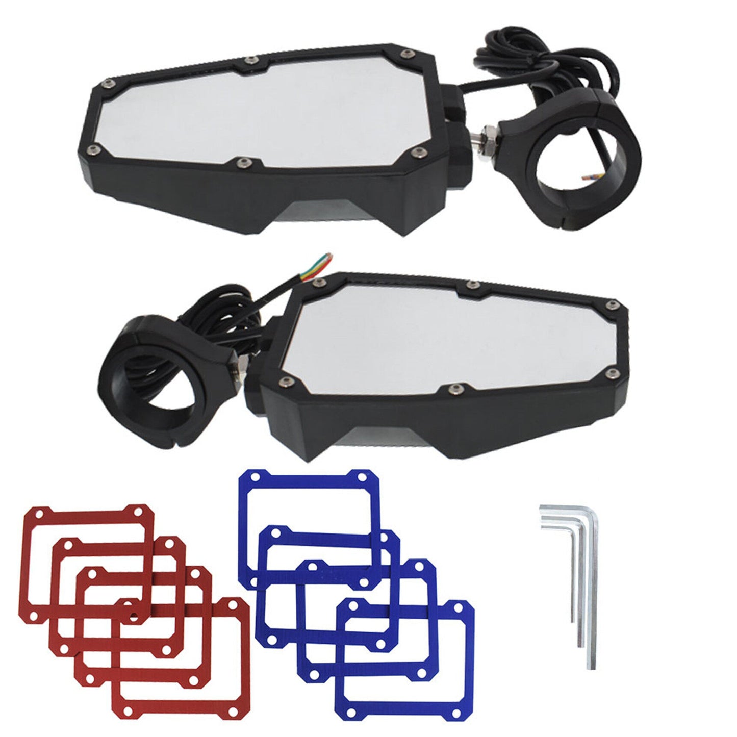 munirater Rear View Side Mirrors w/LED Lights Replacement for Polaris RZR UTV 1.75-2 Roll Cage