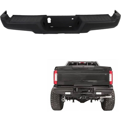 Black Steel Rear Step Bumper for Ford F-250 Super Duty 2017-2019, without Sensor Holes, FO1103196