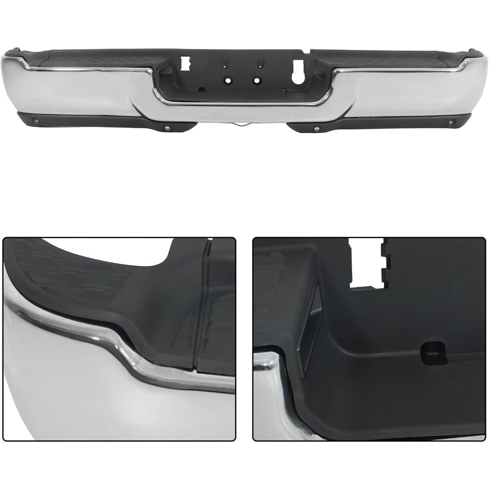 Chrome Rear Step Bumper for Ram 2500 2019-2024, with Sensor Holes, without Light Openings, CH1103184