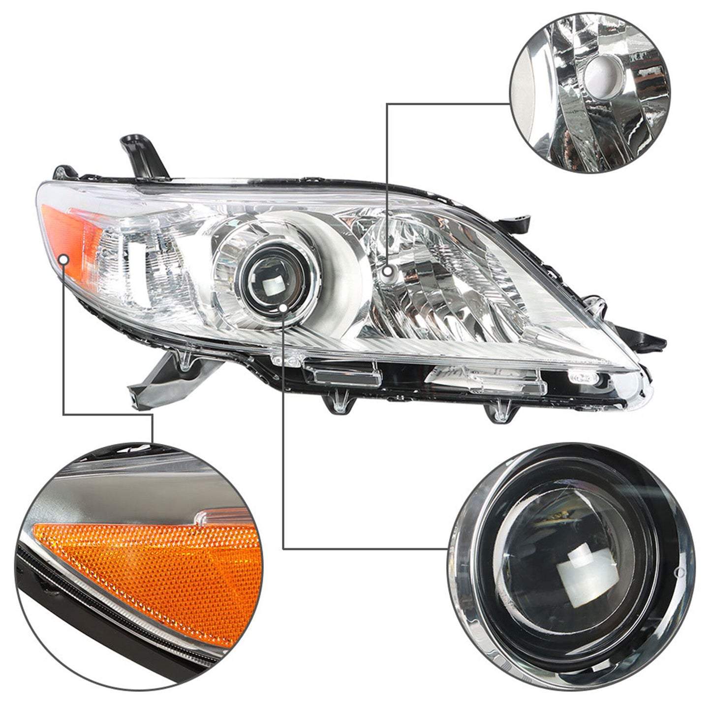 munirater Chrome Housing Halogen Headlight Assembly Replacement for 2011-2020 Sienna Passenger Side Only