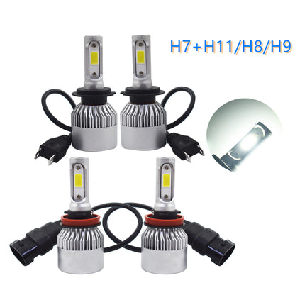 munirater 4-Pack H7 & H11 LED High/Low Beam Headlight Bulbs Combo Kit 6000K White Total 3000W 450000LM