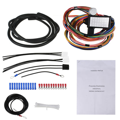 munirater Universal Wiring Harness kit 14 Circuit Replacement for Muscle Car Hot Rod Street Rod XL