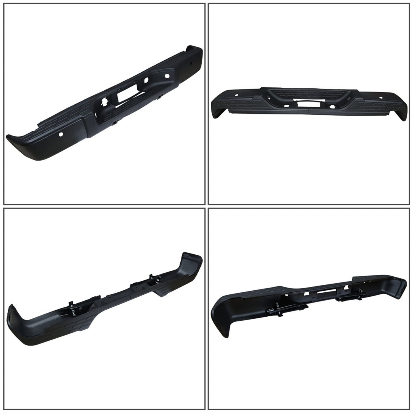 munirater Black Rear Step Bumper Steel with Object Sensor Replacement for 2007-2013 Silverado Sierra 1500 723650580769