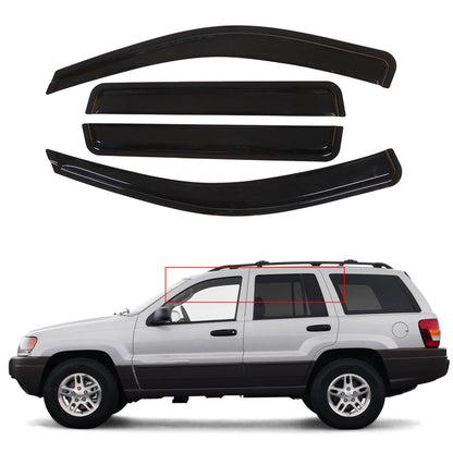 Munirater Side Window Visor Vent Rain Guard Black Acrylic Replacement for 1999-2004 Grand Cherokee