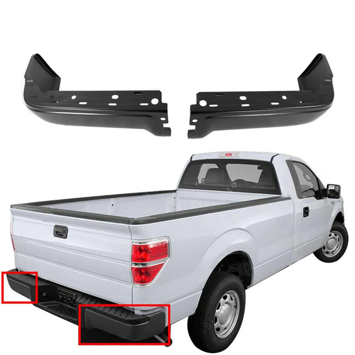 Left Right Steel Rear Bumper Ends Replacement for 2009-2014 F150