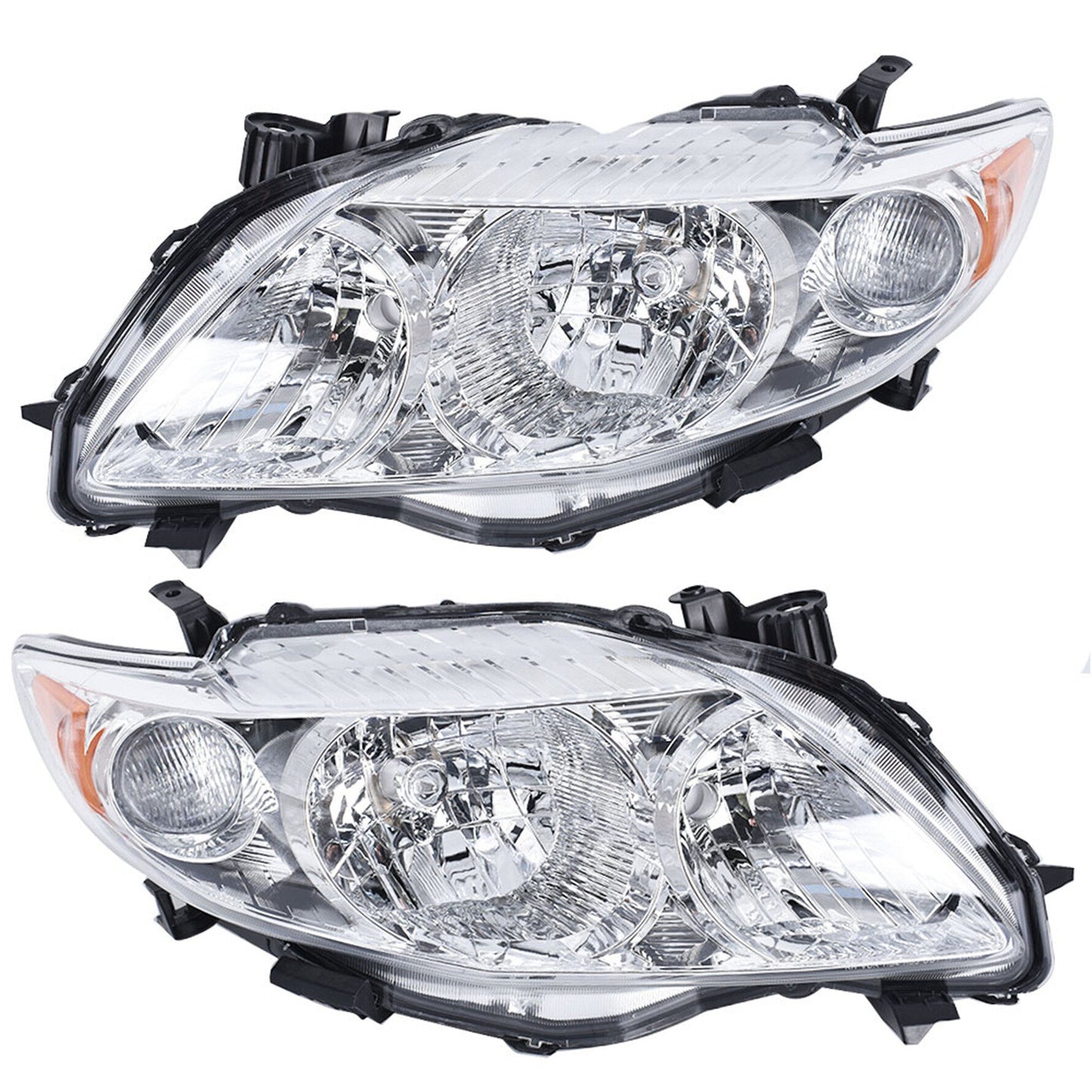 munirater Headlights For 2009-2010 Toyota Corolla Chrome w/Amber Corner Headlamp Assembly